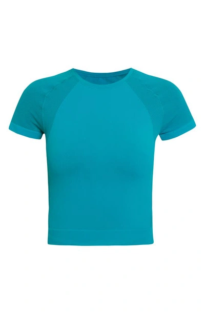 Shop Sweaty Betty Athlete Seamless Crop T-shirt In Future Blue