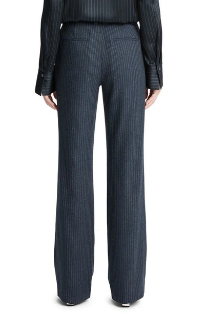 Shop Vince Pinstripe Flannel Pants In Dark Obsidian/ Silver