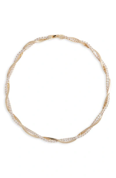 Shop Nordstrom Cubic Zirconia Twisted Necklace In Clear- Gold