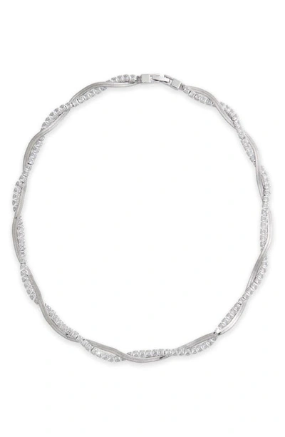 Shop Nordstrom Cubic Zirconia Twisted Necklace In Clear- Rhodium