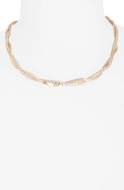 Shop Nordstrom Cubic Zirconia Twisted Necklace In Clear- Gold