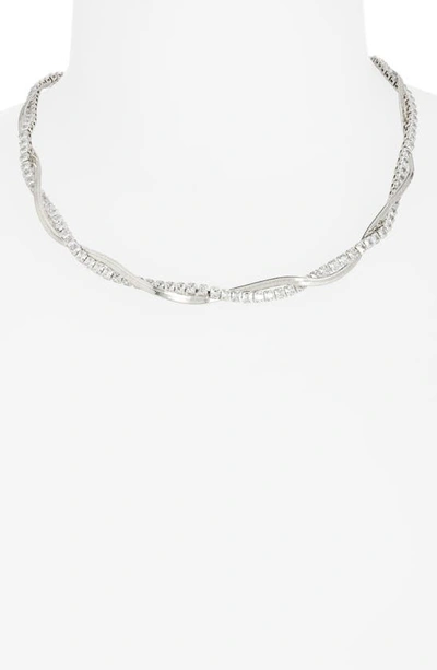Shop Nordstrom Cubic Zirconia Twisted Necklace In Clear- Rhodium