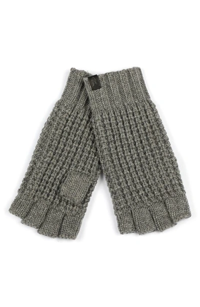 Shop Allsaints Waffle Stitch Wool Blend Fingerless Gloves In Grey Marl