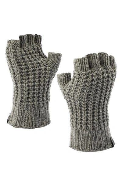 Shop Allsaints Waffle Stitch Wool Blend Fingerless Gloves In Grey Marl