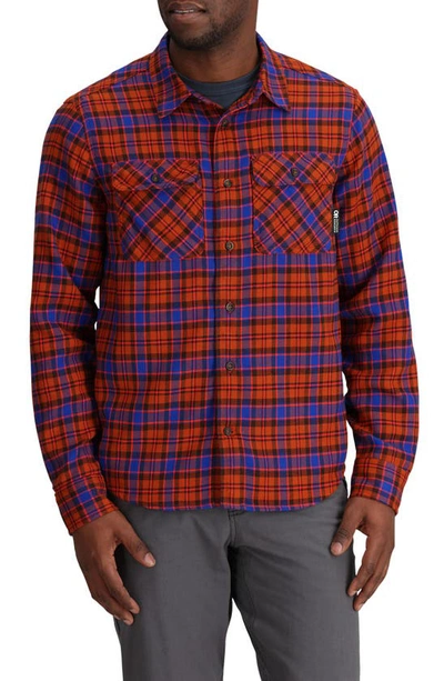 Shop Outdoor Research Feedback Plaid Flannel Overshirt In Terra Plaid