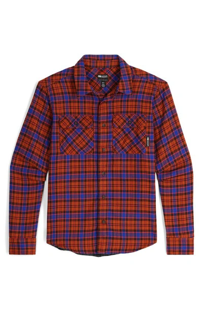 Shop Outdoor Research Feedback Plaid Flannel Overshirt In Terra Plaid
