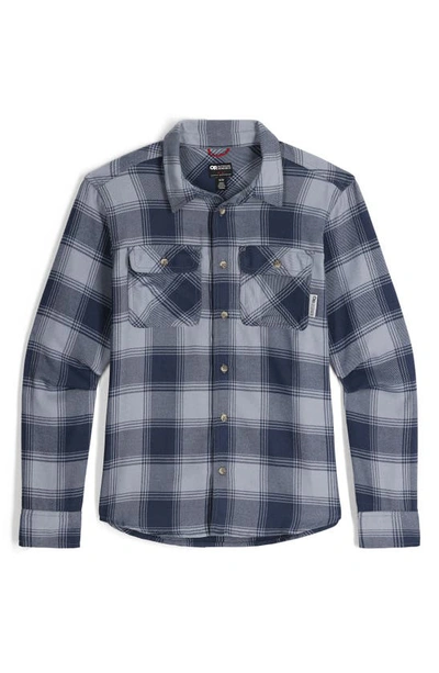 Shop Outdoor Research Feedback Plaid Flannel Overshirt In Slate Plaid