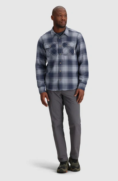 Shop Outdoor Research Feedback Plaid Flannel Overshirt In Slate Plaid