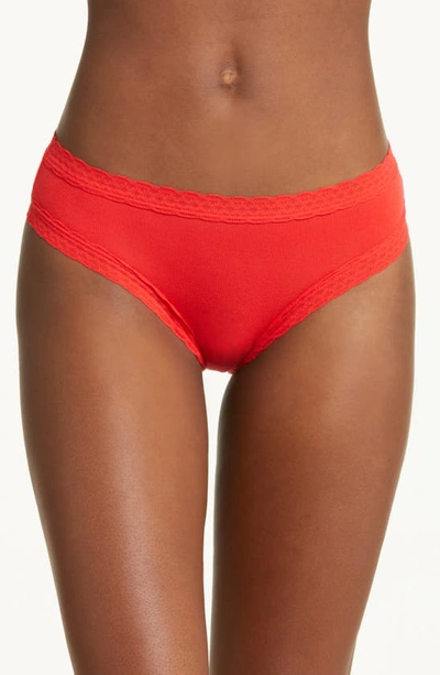 Shop Meundies Feel Free Lace Trim Hipster Briefs In Bougie Rouge