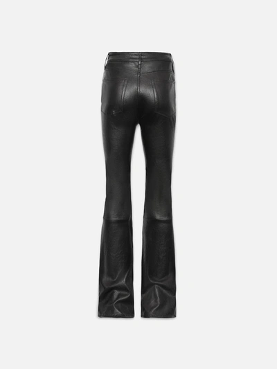 Shop Frame The Slim Stacked Leather Pants In Black