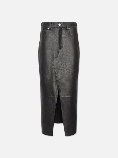 Shop Frame The Leather Midaxi Skirt Black