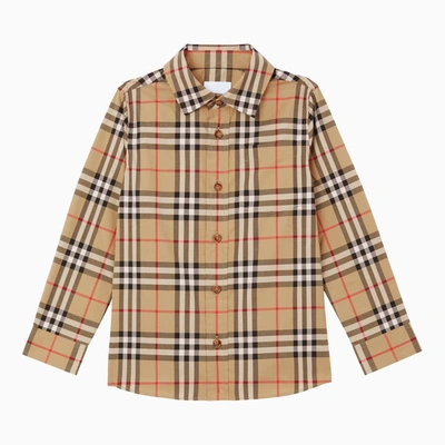 Shop Burberry Beige Vintage Check Cotton Shirt