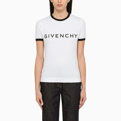 Shop Givenchy | White/black Crew-neck T-shirt With Logo