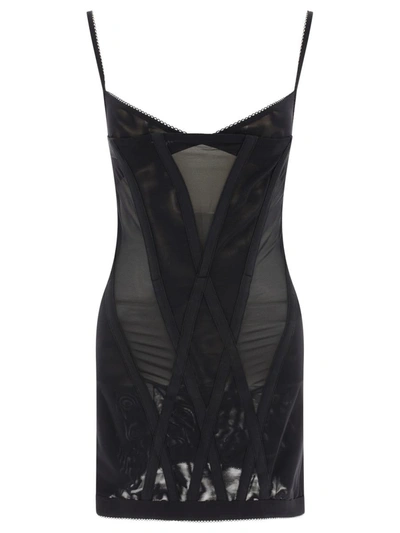 Shop Dion Lee "oblique Corset" Dress In Black