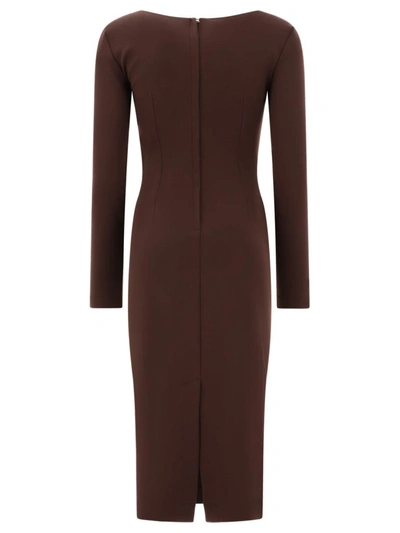 Shop Dolce & Gabbana Jersey Midi Dress In Brown
