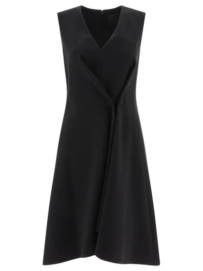 Shop Givenchy Dress With Buttons And Pleated Effect In Cady In Black