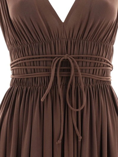 Shop Norma Kamali "goddess" Dress In Brown