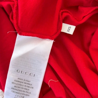Pre-owned Gucci Red Beaded Logo T-shirt