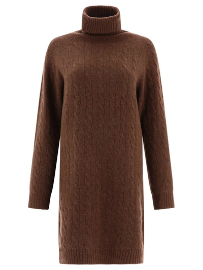 Shop Polo Ralph Lauren Cable-knit Dress In Brown