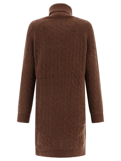 Shop Polo Ralph Lauren Cable-knit Dress In Brown