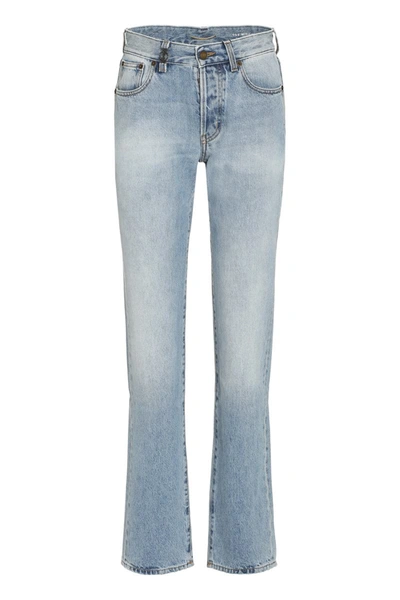Shop Saint Laurent Cassandre 5-pocket Straight-leg Jeans In Denim