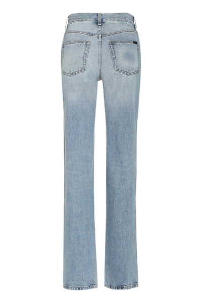 Shop Saint Laurent Cassandre 5-pocket Straight-leg Jeans In Denim