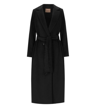 Shop Twinset Wool Mix Black Double-breasted Coat
