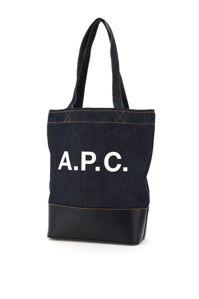Shop Apc A.p.c. Axel Denim Tote Bag Men In Blue