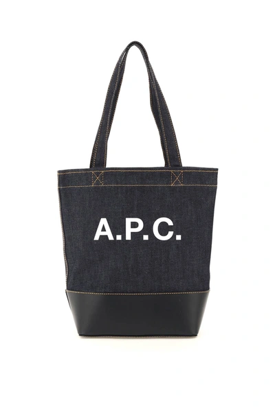 Shop Apc A.p.c. Axel Small Denim Tote Bag Men In Blue