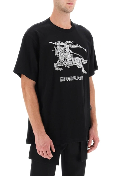 Shop Burberry 'dezi' T-shirt With Embroidery Men In Black