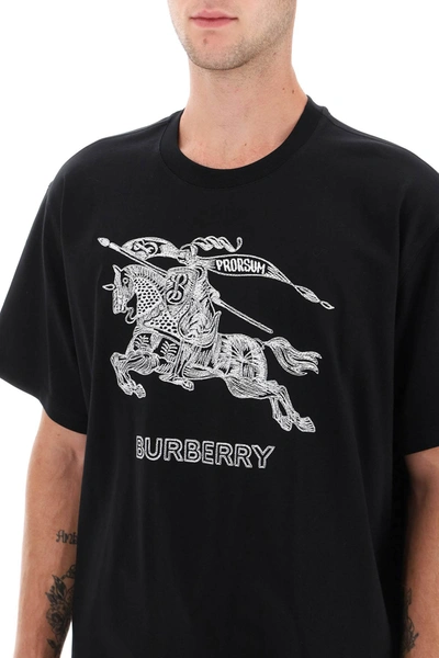 Shop Burberry 'dezi' T-shirt With Embroidery Men In Black
