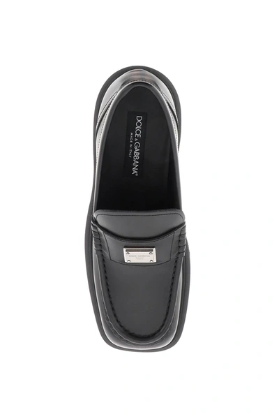 Shop Dolce & Gabbana Leather Mocassins Women In Black