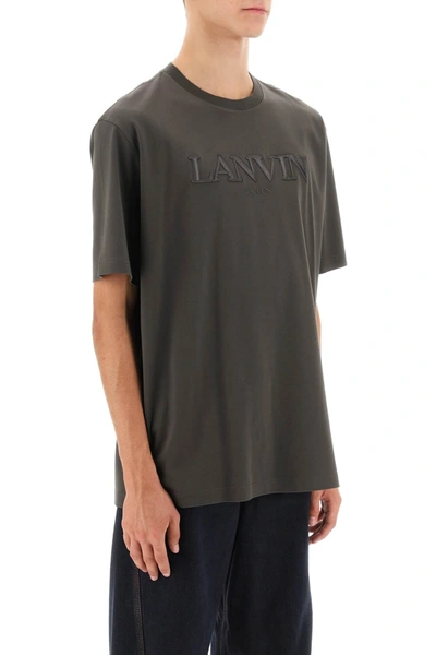 Shop Lanvin Oversize T-shirt With Logo Lettering Men In Brown