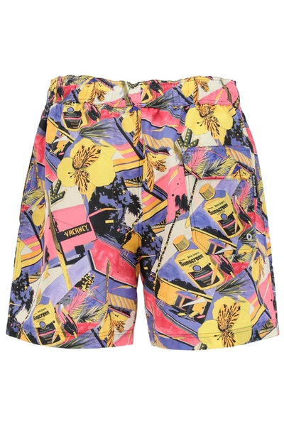 Shop Palm Angels Swimtrunks With Miami Mix Print Men In Multicolor
