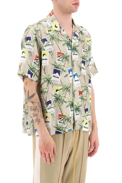 Shop Rhude 'cigarette' Bowling Shirt In Silk Men In Cream