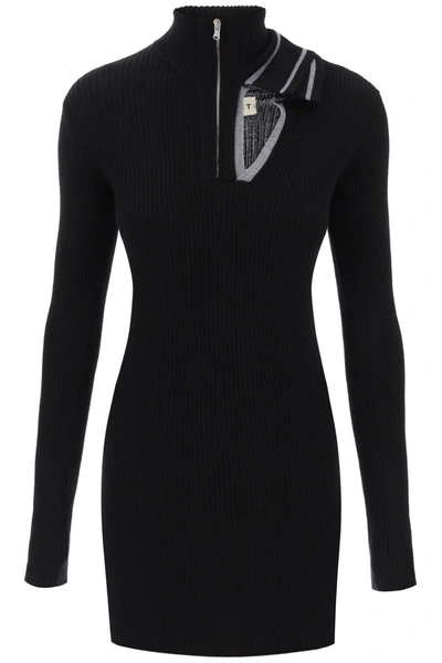 Shop Y/project Y Project Double Neckline Merino Mini Dress Women In Black