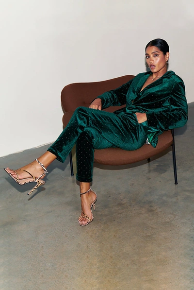 Shop Never Fully Dressed Emerald Velvet Quinn Trouser