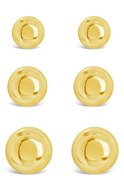 Sterling Forever Set Of 3 Polished Sphere Stud Earrings In Gold