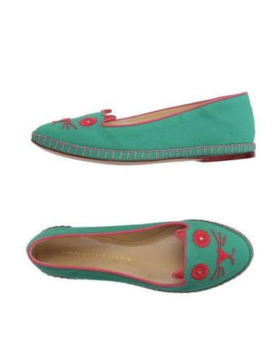 Shop Charlotte Olympia Moccasins In Green
