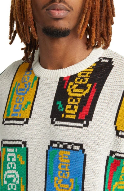 Icecream Lemon Lime Jacquard Cotton Crewneck Sweater In Whisper White