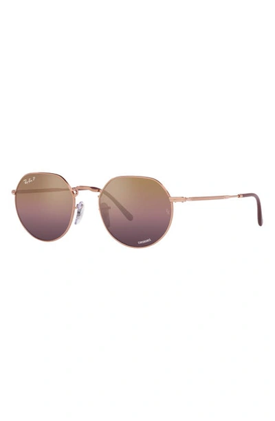 Ray Ban Jack 51mm Gradient Polarized Irregular Sunglasses In Rose Gold