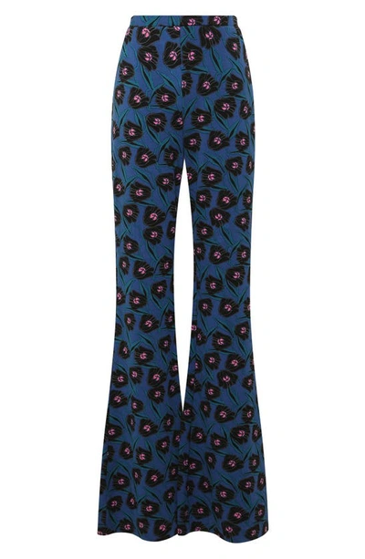 Shop Diane Von Furstenberg Brooklyn Floral Print Wide Leg Pants In Fortune Vine Black
