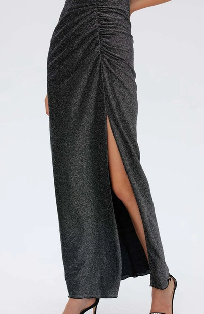 Shop Diane Von Furstenberg Apollo Metallic Ruched Maxi Dress In Silver Grey Slvgr