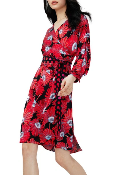 Shop Diane Von Furstenberg Mikah Long Sleeve Wrap Dress In Feather Fan