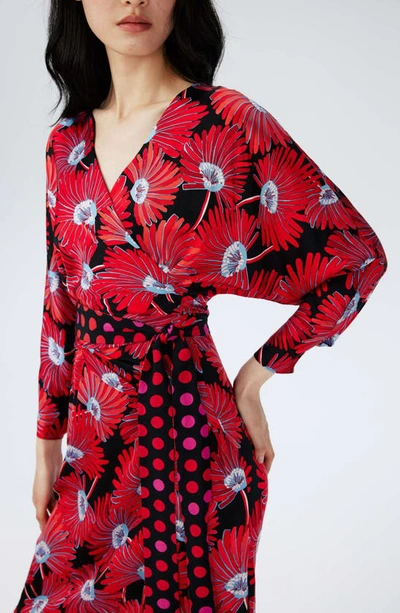 Shop Diane Von Furstenberg Mikah Long Sleeve Wrap Dress In Feather Fan
