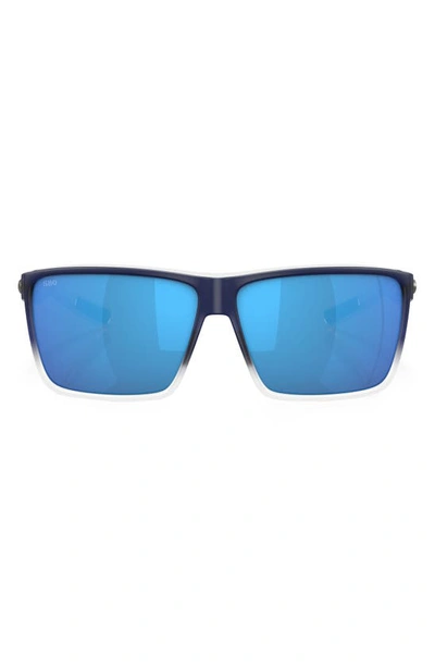 Shop Costa Del Mar 63mm Polarized Oversize Square Sunglasses In Dark Blue