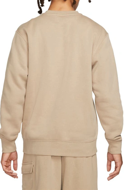 Shop Nike Club Crewneck Sweatshirt In Khaki/ White