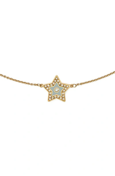 Shop Tory Burch Kira Star Pendant Necklace In Tory Gold / Gray / Crystal