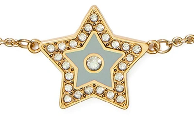 Shop Tory Burch Kira Star Pendant Necklace In Tory Gold / Gray / Crystal