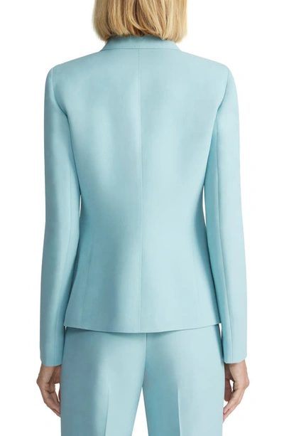 Shop Lafayette 148 New York Academy Three-button Wool & Silk Blazer In Sea Grass